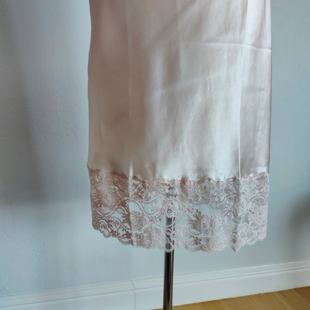NWT Vintage Silk Slip Dress | Satin Pink Lingerie Nightgown | Lace Chemise - Picture 3 of 5
